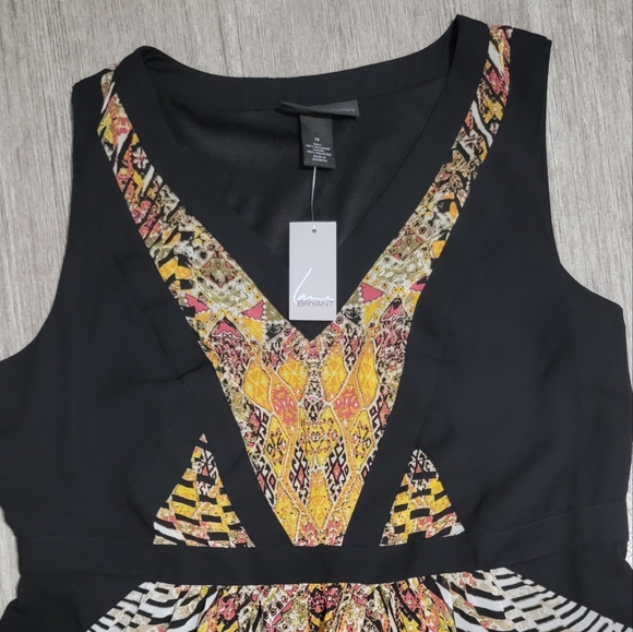 NWT Lane Bryant Size 14 1X Black & Multicolor Aztec Print Sleeveless Midi Dress - Picture 4 of 13